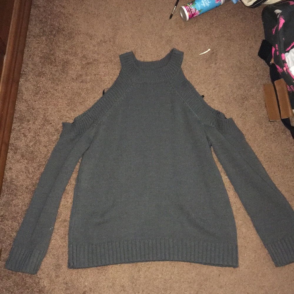 Grey cold shoulder sweater